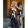 MEROKEETY Women’s Fall Puff Long Sleeve Business Casual Work Tops | Scalloped V Neck, Work T-Shirt, Cute, Trendy, Dressy Casual, Ribbed Knit, Fitted Blouse, 2026 Fall Winter Clothes(Brown)