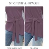 MEROKEETY Womens Fall Tie Front Ruched Long Sleeve Sweaters | Lightweight Pullover, Boat Neck, Ribbed Knit, Side Slit, Trendy Asymmetrical Knot Tops, Business Casual, Teacher Outfits 2026(Purple)