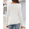 MEROKEETY Womens Fall Tie Front Ruched Long Sleeve Sweaters | Lightweight Pullover, Boat Neck, Ribbed Knit, Side Slit, Trendy Asymmetrical Knot Tops, Business Casual, Teacher Outfits 2026(White)