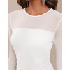 MEROKEETY Womens Fall Wedding Guest Cocktail Long Sleeve Bodycon Maxi Dress | Mesh, Ruffle Side Slit, Ruched, Sheer Sleeve, Long, Stretchy Lightweight, Formal Elengant Sexy, Party, Baby Shower, Prom Hoco(White)