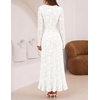 MEROKEETY Womens Fall Wedding Guest Dress Formal Long Sleeve Maxi Dresses | Floral Cocktail Prom Dress, Ruched Waist, Asymmetric Ruffle Hem, High Slit, Bodycon, Double Lined, Rehearsal Bride Long Dress(White)