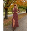 MEROKEETY Womens Fall Wedding Guest Dress Formal Long Sleeve Maxi Dresses | Floral Cocktail Prom Dress, Ruched Waist, Asymmetric Ruffle Hem, High Slit, Bodycon, Double Lined, Rehearsal Bride Long Dress(Winered)