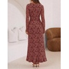 MEROKEETY Womens Fall Wedding Guest Dress Formal Long Sleeve Maxi Dresses | Floral Cocktail Prom Dress, Ruched Waist, Asymmetric Ruffle Hem, High Slit, Bodycon, Double Lined, Rehearsal Bride Long Dress(Winered)