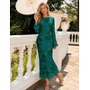 MEROKEETY Women’s Floral Wedding Guest Cocktail Maxi Dress | Ruffled Bell Long Sleeve, 2026 Fall Mesh Dress, Crew Neck, Lined, Bodycon, Prom Homecoming Clothes, Formal Elegant Outfits(Green)