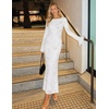 MEROKEETY Women’s Floral Wedding Guest Cocktail Maxi Dress | Ruffled Bell Long Sleeve, 2026 Fall Mesh Dress, Crew Neck, Lined, Bodycon, Prom Homecoming Clothes, Formal Elegant Outfits(White)