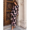 MEROKEETY Women’s Floral Wedding Guest Cocktail Maxi Dress | Ruffled Bell Long Sleeve, 2026 Fall Mesh Dress, Crew Neck, Lined, Bodycon, Prom Homecoming Clothes, Formal Elegant Outfits(Peach)
