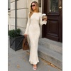 MEROKEETY Women’s Floral Wedding Guest Cocktail Maxi Dress | Ruffled Bell Long Sleeve, 2026 Fall Mesh Dress, Crew Neck, Lined, Bodycon, Prom Homecoming Clothes, Formal Elegant Outfits(Apricot)