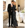 MEROKEETY Women’s Floral Wedding Guest Cocktail Maxi Dress | Ruffled Bell Long Sleeve, 2026 Fall Mesh Dress, Crew Neck, Lined, Bodycon, Prom Homecoming Clothes, Formal Elegant Outfits(Black)