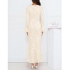 MEROKEETY Women’s Floral Wedding Guest Cocktail Maxi Dress | Ruffled Bell Long Sleeve, 2026 Fall Mesh Dress, Crew Neck, Lined, Bodycon, Prom Homecoming Clothes, Formal Elegant Outfits(Apricot)