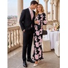 MEROKEETY Women’s Floral Wedding Guest Cocktail Maxi Dress | Ruffled Bell Long Sleeve, 2026 Fall Mesh Dress, Crew Neck, Lined, Bodycon, Prom Homecoming Clothes, Formal Elegant Outfits(Peach)