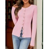 MEROKEETY Women’s Long Sleeve Fall Cardigan Sweaters Knit Tops 2026 | Lightweight, Crew Neck, Button Down, Open Front, Wavy Placket, Slim Fit, Ribbed, Soft Sweater, Fall Fashion, Winter Outfits(Pink)