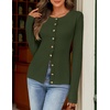 MEROKEETY Women’s Long Sleeve Fall Cardigan Sweaters Knit Tops 2026 | Lightweight, Crew Neck, Button Down, Open Front, Wavy Placket, Slim Fit, Ribbed, Soft Sweater, Fall Fashion, Winter Outfits(Army)