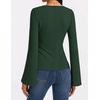 MEROKEETY Womens Peplum Tops Long Sleeve Fall Dressy Business Casual Blouse | Elegant Trendy Shirts, Work Office Outfit, Ruched Waist, Crew Neckline, Slim Fit, Flared Sleeves, 2026 Fall Fashion Clothes(Darkgreen)