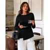 MEROKEETY Womens Peplum Tops Long Sleeve Fall Dressy Business Casual Blouse | Elegant Trendy Shirts, Work Office Outfit, Ruched Waist, Crew Neckline, Slim Fit, Flared Sleeves, 2026 Fall Fashion Clothes(Black)