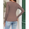 MEROKEETY Womens Striped Long Sleeve Shirts Fall Trendy Henley Tops | Ribbed Knit, Slim Fit, Lightweight, Color Block, Work T-Shirts, Cozy Going Out Top, Business Casual Outfits, Basic Tees 2026(Stripebrown)