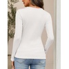 MEROKEETY Womens Striped Long Sleeve Shirts Fall Trendy Henley Tops | Ribbed Knit, Slim Fit, Lightweight, Color Block, Work T-Shirts, Cozy Going Out Top, Business Casual Outfits, Basic Tees 2026(White)