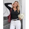 MEROKEETY Womens Striped Long Sleeve Shirts Fall Trendy Henley Tops | Ribbed Knit, Slim Fit, Lightweight, Color Block, Work T-Shirts, Cozy Going Out Top, Business Casual Outfits, Basic Tees 2026(Black)