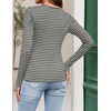 MEROKEETY Womens Striped Long Sleeve Shirts Fall Trendy Henley Tops | Ribbed Knit, Slim Fit, Lightweight, Color Block, Work T-Shirts, Cozy Going Out Top, Business Casual Outfits, Basic Tees 2026(Stripegrey)