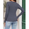 MEROKEETY Womens Striped Long Sleeve Shirts Fall Trendy Henley Tops | Ribbed Knit, Slim Fit, Lightweight, Color Block, Work T-Shirts, Cozy Going Out Top, Business Casual Outfits, Basic Tees 2026(Stripeblue)