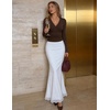 MEROKEETY Womens Wrap V Neck Long Sleeve Tops Fall Shirts | Slim Fitted, Cinched Waist Ruched, Stretchy Soft, Sexy Dressy Shirt, Going Out Clothes, Y2K Outfits, Light Workouts Blouse(Coffee)