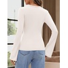 MEROKEETY Womens Wrap V Neck Long Sleeve Tops Fall Shirts | Slim Fitted, Cinched Waist Ruched, Stretchy Soft, Sexy Dressy Shirt, Going Out Clothes, Y2K Outfits, Light Workouts Blouse(White)