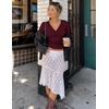 MEROKEETY Womens Wrap V Neck Long Sleeve Tops Fall Shirts | Slim Fitted, Cinched Waist Ruched, Stretchy Soft, Sexy Dressy Shirt, Going Out Clothes, Y2K Outfits, Light Workouts Blouse(Burgundy)