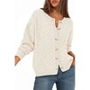 MEROKEETY Womens Chunky Button Up Cable Knit Trendy Cardigan Sweaters | Cozy Vintage Knit, Horn Buttons, Open Front Cardigan, 2026 Fall Fashion Sweaters, Loose Fit, Trendy Outfits, Winter Outerwear(Beige)