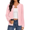 MEROKEETY Women’s Fall Button Down Cute Cardigan Sweater Trendy | 2026, Long Sleeve, Open Front Coat, Scalloped Ribbed Trim, Cozy Knit, Contrast Color, Crewneck, Regular Fit, Casual Outfits(Pink)