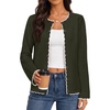 MEROKEETY Women’s Fall Button Down Cute Cardigan Sweater Trendy | 2026, Long Sleeve, Open Front Coat, Scalloped Ribbed Trim, Cozy Knit, Contrast Color, Crewneck, Regular Fit, Casual Outfits(Green)