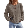 MEROKEETY Women’s Fall Floral Button Up Lightweight Cardigan Sweater Trendy | Long Sleeve, 3D Flowers, Ribbed Knit Details, Soft Fabric, Loose Fit Outfits, Warm Cozy Sweaters, 2026 Winter Clothes(Mocha)