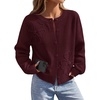 MEROKEETY Women’s Fall Floral Button Up Lightweight Cardigan Sweater Trendy | Long Sleeve, 3D Flowers, Ribbed Knit Details, Soft Fabric, Loose Fit Outfits, Warm Cozy Sweaters, 2026 Winter Clothes(Wine)
