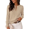 MEROKEETY Women’s Fall Lightweight Sweater Business Casual Tops | Ladies Work Sweaters, Notched Neck, Long Sleeve, Horse bit Accents, Vintage Pullover, 2026 Winter Fashion Clothing(Oatmeal)