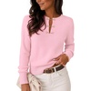 MEROKEETY Women’s Fall Lightweight Sweater Business Casual Tops | Ladies Work Sweaters, Notched Neck, Long Sleeve, Horse bit Accents, Vintage Pullover, 2026 Winter Fashion Clothing(Pink)