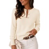 MEROKEETY Women’s Fall Lightweight Sweater Business Casual Tops | Ladies Work Sweaters, Notched Neck, Long Sleeve, Horse bit Accents, Vintage Pullover, 2026 Winter Fashion Clothing(Apricot)