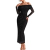MEROKEETY Womens Fall Long Sleeve Off Shoulder Glitter Mesh Maxi Dress 2026 | Bodycon, Sparkly, Wedding Guest, Formal, Cocktail Party, Evening, Rehearsal Dinner, Holiday, Sequins, Date Night Dresses(Black)