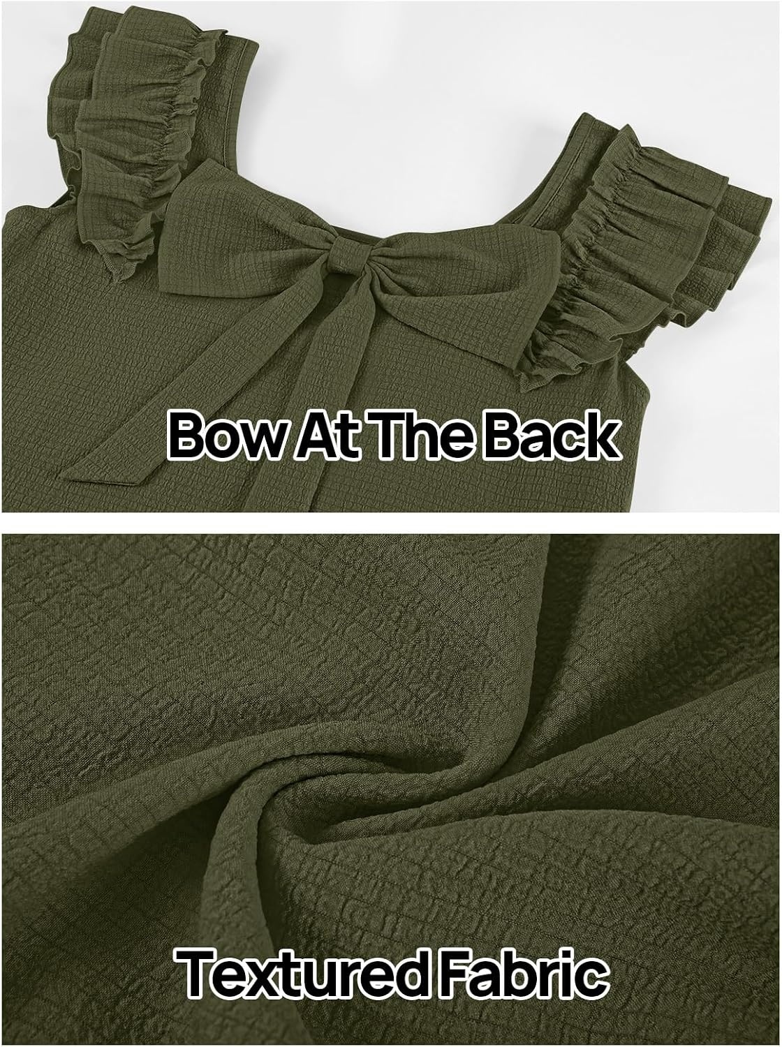 image:imageMEROKEETY Womens Fall Ruffle Sleeve Square Neck Bow Mini Dresses Short Sleeve Open Back Two Side Pockets Above Knee Length Solid Color Slim Fit 2026 Fashion Outfits TrendyArmy
