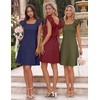 MEROKEETY Women’s Fall Ruffle Sleeve Square Neck Bow Mini Dresses | Short Sleeve, Open Back, Two Side Pockets, Above Knee Length, Solid Color, Slim Fit, 2026 Fashion Outfits Trendy(Wine)