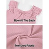 MEROKEETY Women’s Fall Ruffle Sleeve Square Neck Bow Mini Dresses | Short Sleeve, Open Back, Two Side Pockets, Above Knee Length, Solid Color, Slim Fit, 2026 Fashion Outfits Trendy(Pink)