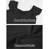MEROKEETY Women’s Fall Ruffle Sleeve Square Neck Bow Mini Dresses | Short Sleeve, Open Back, Two Side Pockets, Above Knee Length, Solid Color, Slim Fit, 2026 Fashion Outfits Trendy(Black)