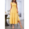 MEROKEETY Womens One Shoulder Smocked Summer Sleeveless Midi Dresses | Side Slit, Tiered, High Waist, Shoulder Tie, Flowy, A Line, Formal, Cocktail Party, Wedding Guest, Beach, Vacation Long Dress(Yellow)