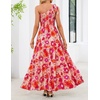 MEROKEETY Womens One Shoulder Smocked Summer Sleeveless Midi Dresses | Side Slit, Tiered, High Waist, Shoulder Tie, Flowy, A Line, Formal, Cocktail Party, Wedding Guest, Beach, Vacation Long Dress(Orange Floral)