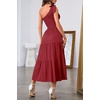 MEROKEETY Womens One Shoulder Smocked Summer Sleeveless Midi Dresses | Side Slit, Tiered, High Waist, Shoulder Tie, Flowy, A Line, Formal, Cocktail Party, Wedding Guest, Beach, Vacation Long Dress(Wine)