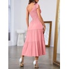 MEROKEETY Womens One Shoulder Smocked Summer Sleeveless Midi Dresses | Side Slit, Tiered, High Waist, Shoulder Tie, Flowy, A Line, Formal, Cocktail Party, Wedding Guest, Beach, Vacation Long Dress(Light Pink)