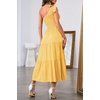 MEROKEETY Womens One Shoulder Smocked Summer Sleeveless Midi Dresses | Side Slit, Tiered, High Waist, Shoulder Tie, Flowy, A Line, Formal, Cocktail Party, Wedding Guest, Beach, Vacation Long Dress(Yellow)