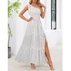 MEROKEETY Womens One Shoulder Smocked Summer Sleeveless Midi Dresses | Side Slit, Tiered, High Waist, Shoulder Tie, Flowy, A Line, Formal, Cocktail Party, Wedding Guest, Beach, Vacation Long Dress(White Black)