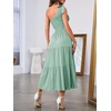 MEROKEETY Womens One Shoulder Smocked Summer Sleeveless Midi Dresses | Side Slit, Tiered, High Waist, Shoulder Tie, Flowy, A Line, Formal, Cocktail Party, Wedding Guest, Beach, Vacation Long Dress(Sage)