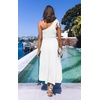 MEROKEETY Womens One Shoulder Smocked Summer Sleeveless Midi Dresses | Side Slit, Tiered, High Waist, Shoulder Tie, Flowy, A Line, Formal, Cocktail Party, Wedding Guest, Beach, Vacation Long Dress(White)
