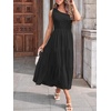 MEROKEETY Womens One Shoulder Smocked Summer Sleeveless Midi Dresses | Side Slit, Tiered, High Waist, Shoulder Tie, Flowy, A Line, Formal, Cocktail Party, Wedding Guest, Beach, Vacation Long Dress(Black)