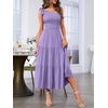 MEROKEETY Womens One Shoulder Smocked Summer Sleeveless Midi Dresses | Side Slit, Tiered, High Waist, Shoulder Tie, Flowy, A Line, Formal, Cocktail Party, Wedding Guest, Beach, Vacation Long Dress(Purple)