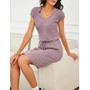 MEROKEETY Women’s Summer Cap Sleeve T-Shirt Mini Dress | 2026, V Neck, Stretchable, Tie Waist, Cinched, Beach Vacation, Shirt Sundress, Pockets, Casual, Travel Boat Outfit(Dusty Pink)